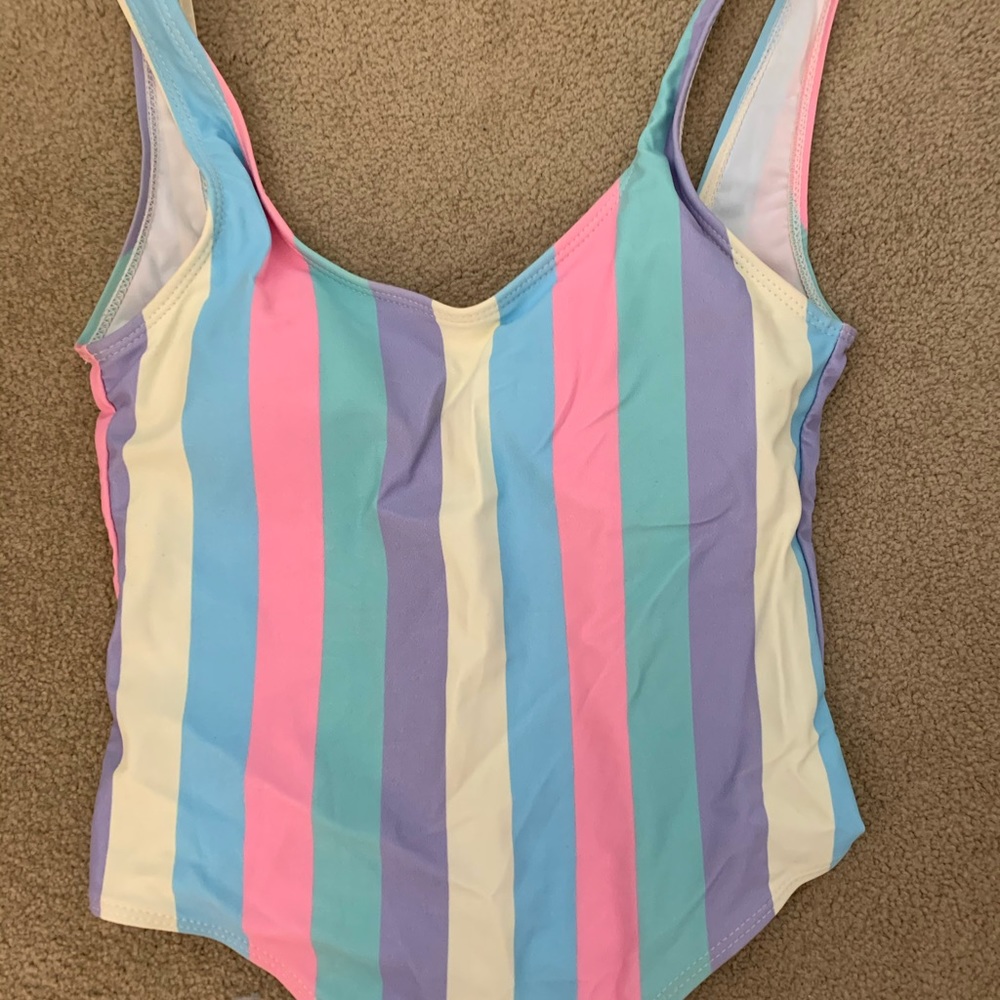 Rainbow striped one piece bathing suit 🩱